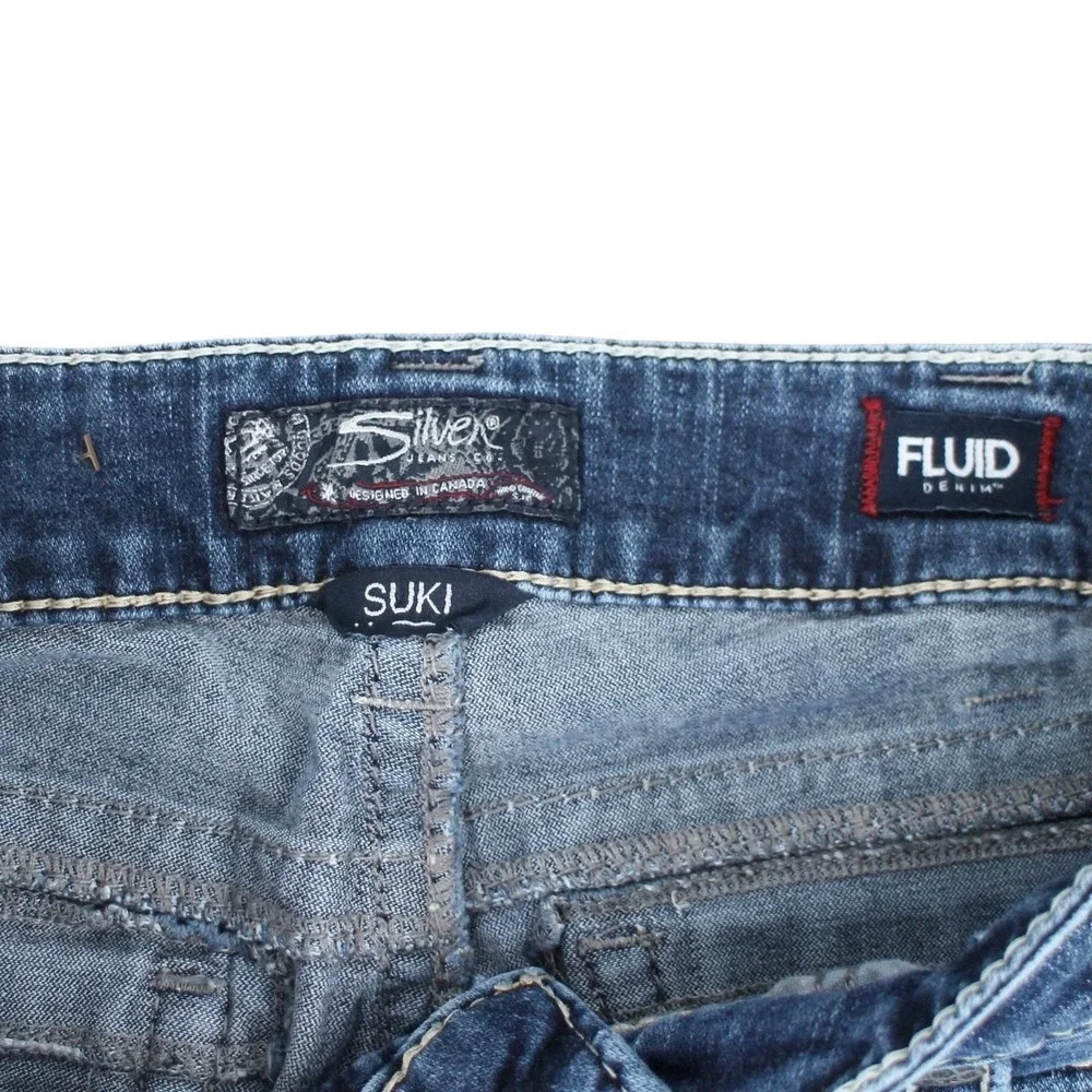 Silver Jeans Suki Mid Slim Boot Blue Denim Paint Splattered Women's W30 L33